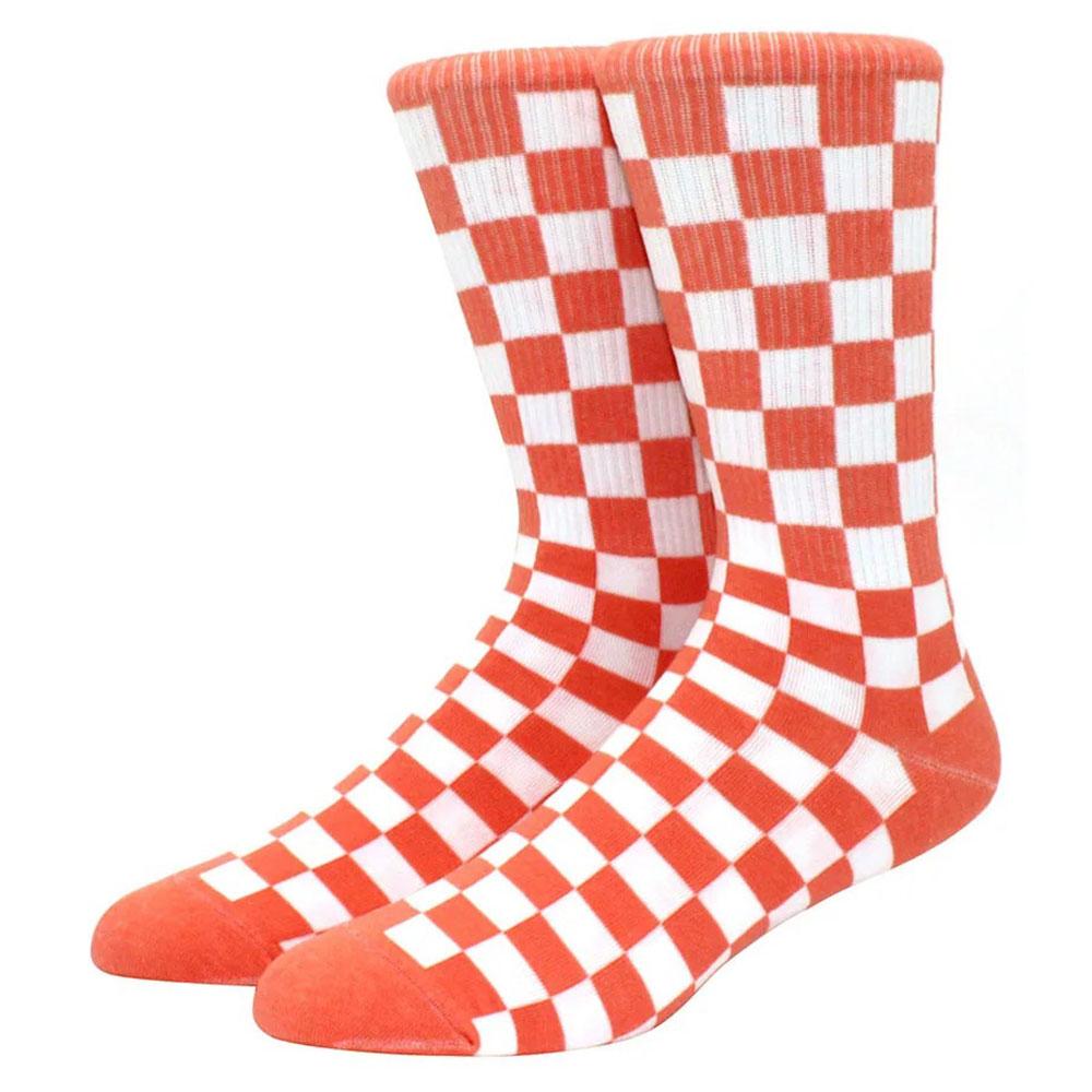 1 paire de chaussettes amusantes de skateboard hip hop à carreaux et flammes éclair pour hommes