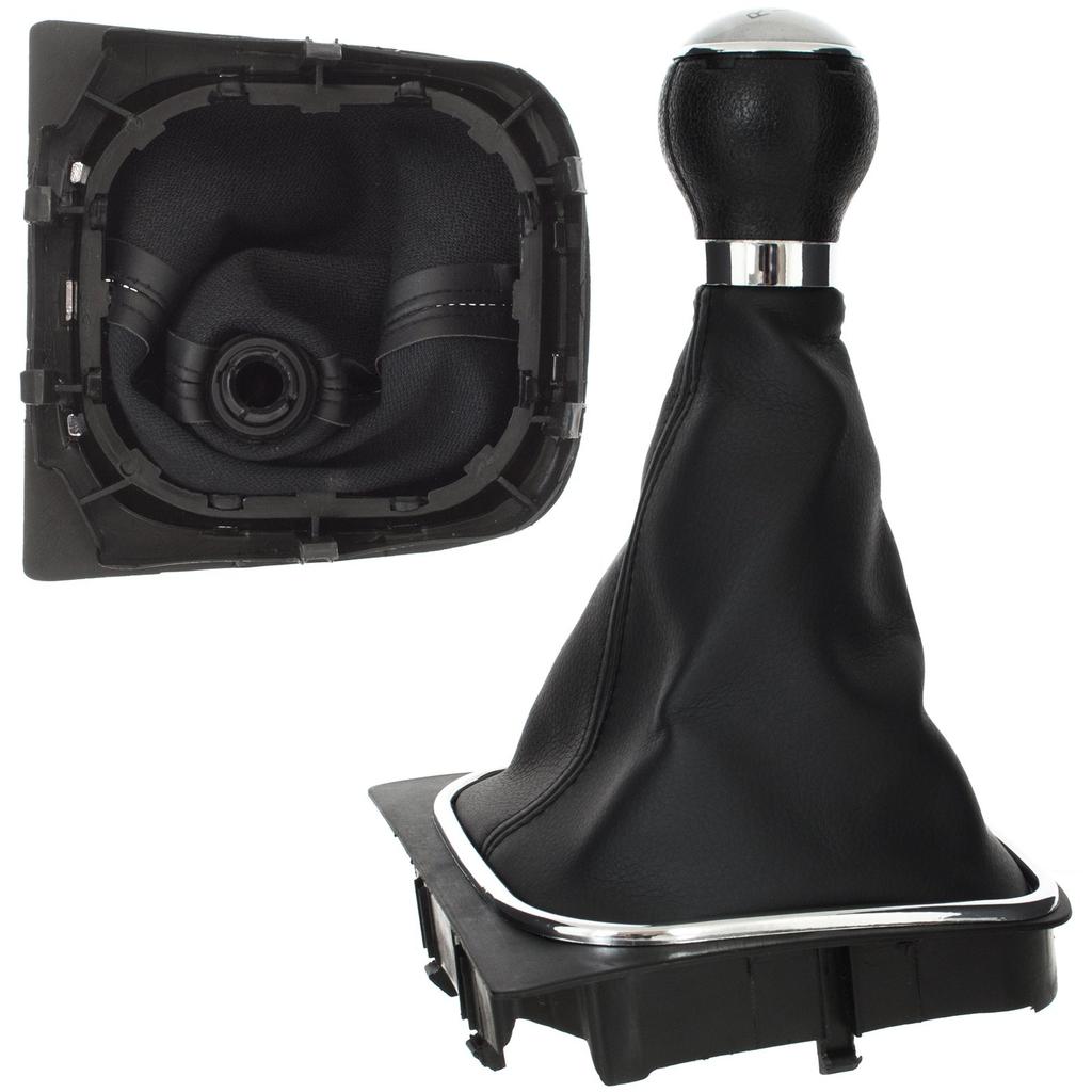 VW Touran 09-12 Pomo de Palanca de Cambios Plateado y Negro con Marco Cromado 6 Velocidades