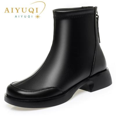 Mom Boots Genuine Leather Autumn Winter Non Slip Women Ankle Boots Rear Zipper Rider Boots Women