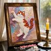 DIY Pearl Bead Art Canvas Cat Pattern Frameless Creative Craft Painting Kit for Relaxing Home Wall Decoration
