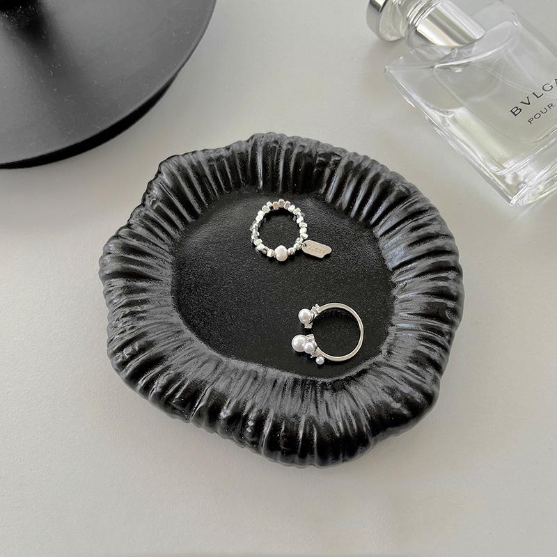 Irregular Circular Frosted Ceramic Jewelry Storage Tray Decoration Bedroom Dressing Table Rings Earrings Bracelets Display Tray