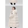 Winter Couple Thick Long Down Cotton Jacket, Unisex Stand Up Collar Hooded Warm Loose Jacket