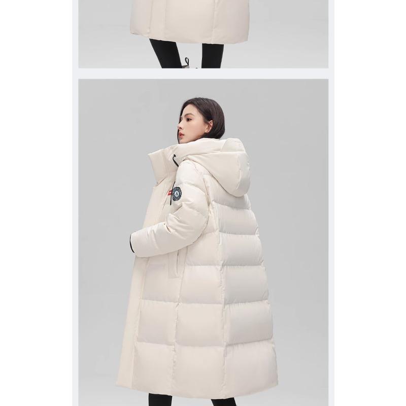 Winter Couple Thick Long Down Cotton Jacket, Unisex Stand Up Collar Hooded Warm Loose Jacket
