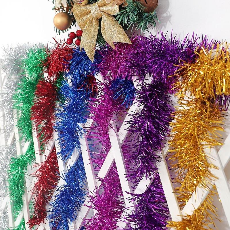 1.5/30M Long Bold Thicked Stripes Christmas Garland Colorful Christmas Wrapping Tinsel Ribbons Bar Wedding New Year Party Decor