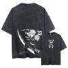 Męski T-shirt Acid Streetwear Oversize z grafiką z japońskiego anime Letni wypłowiały czarny T-shirt Harajuku Bawełniane koszulki Top