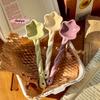 1Pc Ceramic Star Shaped Spoon Cute Twisted Long Handled Coffee Stirring Spoon with Cream Design for Kitchen
