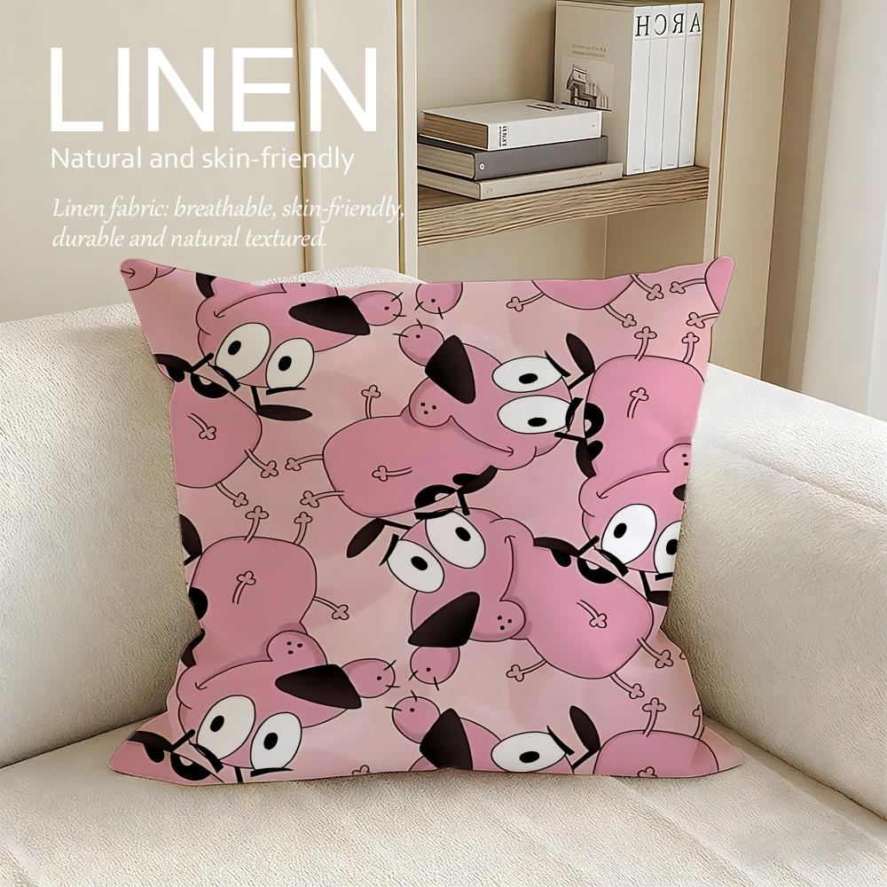 Animation Courage Dog Cushion Cover Pillowcase Set Pcs X X Breathable Washable Sofa Cushion Cover