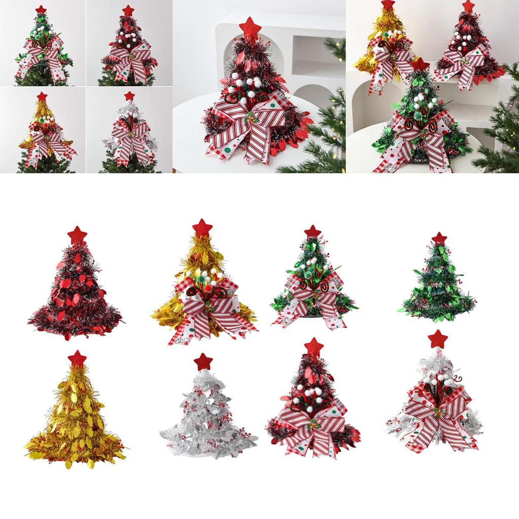 Holiday Christmas Tree Topper Hat with Bow Unique Party Ornament for Home Festive Tree Decoration