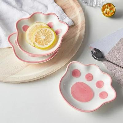 2026 Japanische Niedliche Katzenpfoten-Geschmacksplatte Keramik Cartoon Dessertteller Soja-Fruchtsaucen-Schale Gewürzschale Haushaltliche Dipschalen