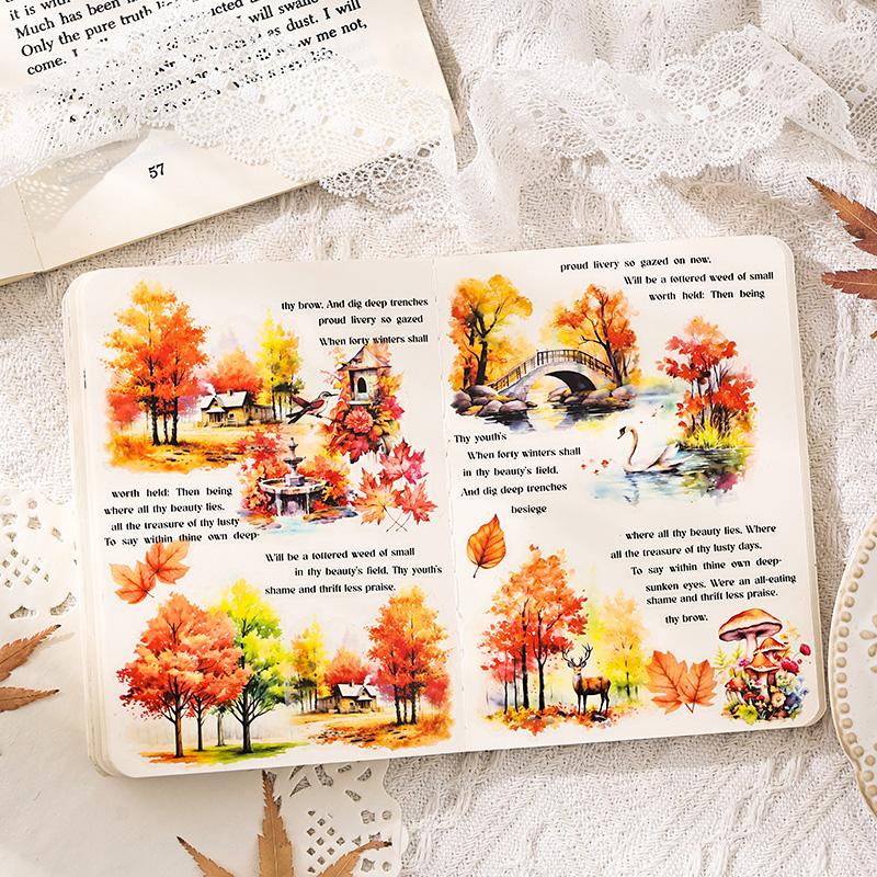 20Sheets PET Flower Fence Theme Retro Sticker Material Stickers Gift Packaging Set Handbooks Background DIY Decoration Book