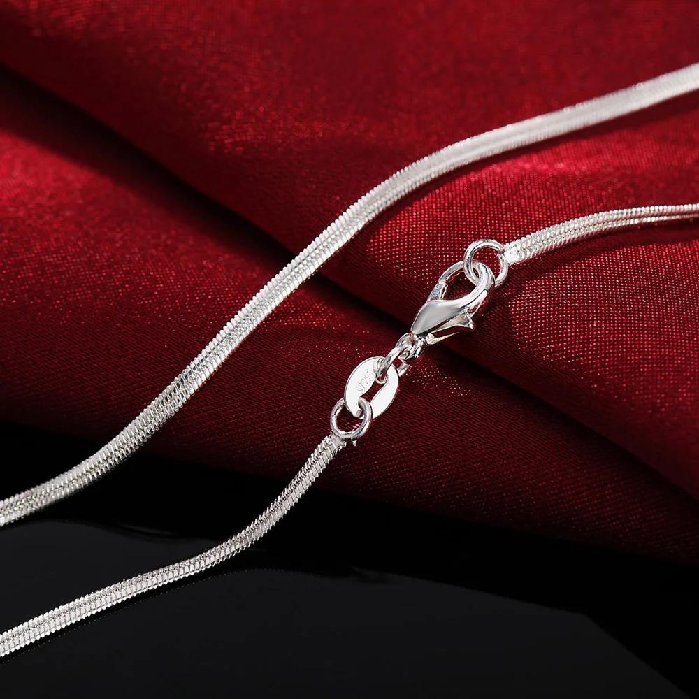 

925 sterling Copper 16-30 Inches 2MM Flat snake bone chain Necklace for Women Men Fashion Party Wedding Accessories Zircon Gift 40cm 16inches