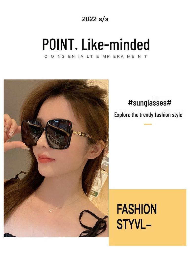 Metal Temple Polarized Large Frame Sunglasses - Women's Minimalist Versatile Sun Protection Fashion