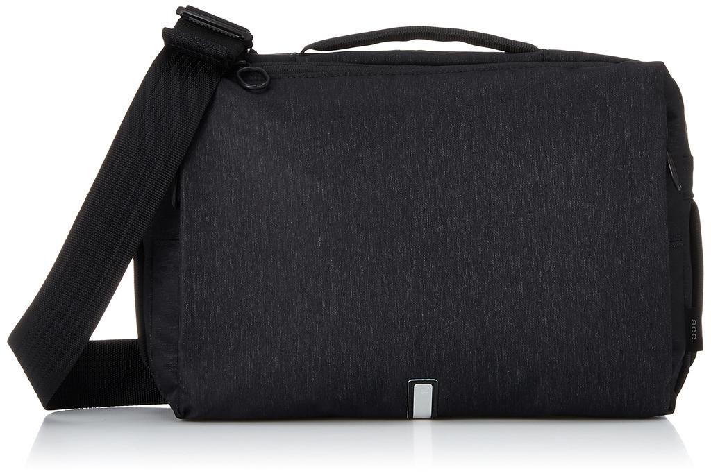 Ace Gene Men's Water-Repellent Shoulder Bag, Fits B5 Size, Hansley SDH, and 8-Inch Tablets, Multi-Access Pocket, Limited Edition Color, Black, H19 x