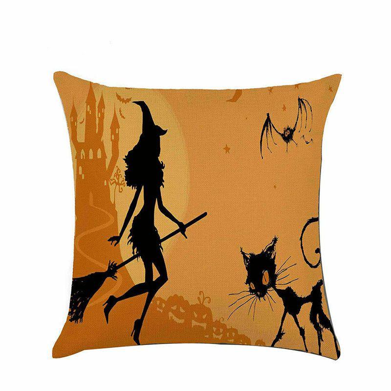 Cotton Linen Halloween Sofa Decor Cushion Cover With Stylish Pumpkin Design