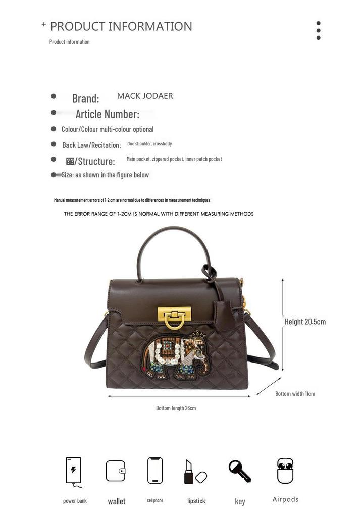 Luxurious Embroidered Elephant Tote Bag - 2026 Fashion, Large Capacity Handbag for Women