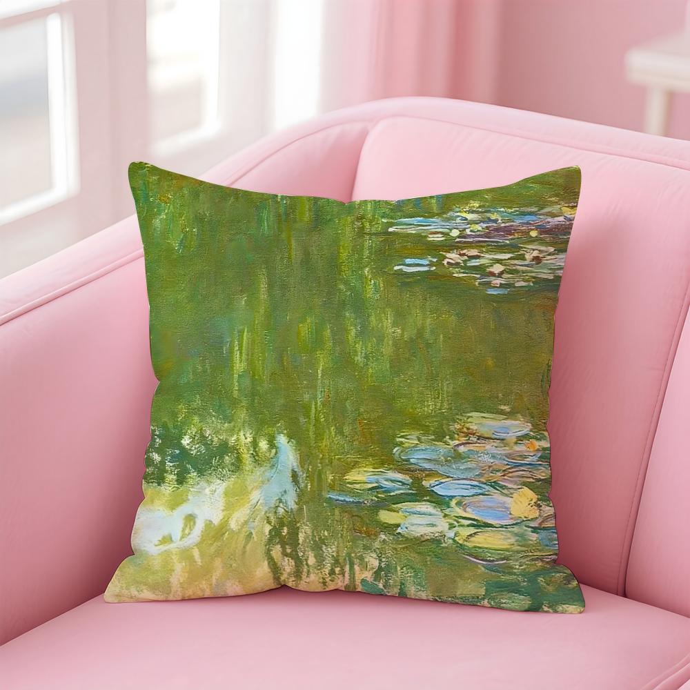 OscarClaude Monet Kissenbezug Leinen Kissenbezug Weiche Dekoration für Sofa Wohnzimmer