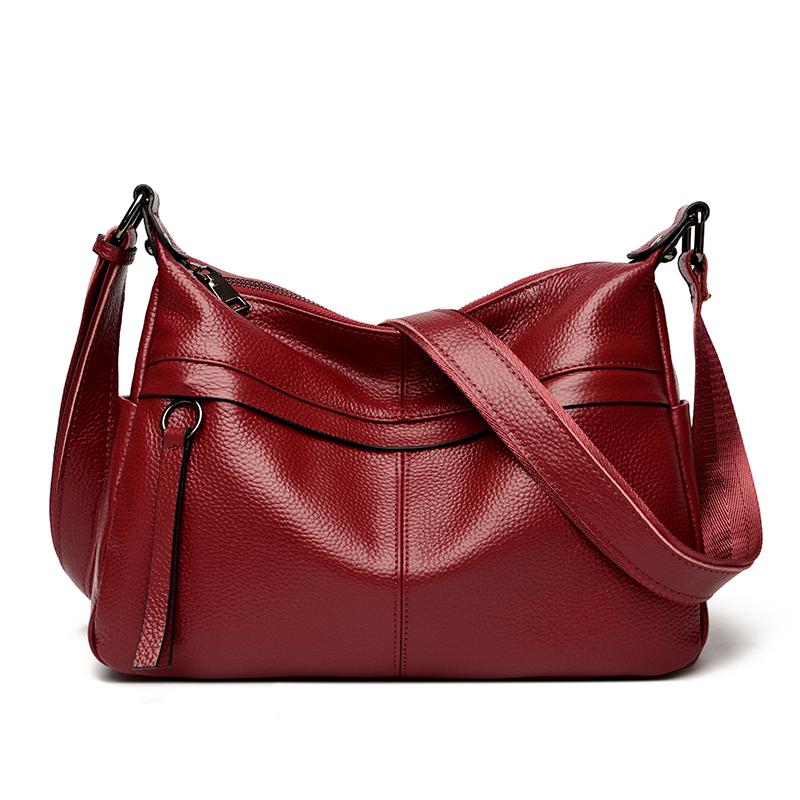 Vintage Leather Shoulder Crossbody Bag for Women  Solid Luxury Bag  Genuine Leather Satchel  Female Messenger Bag