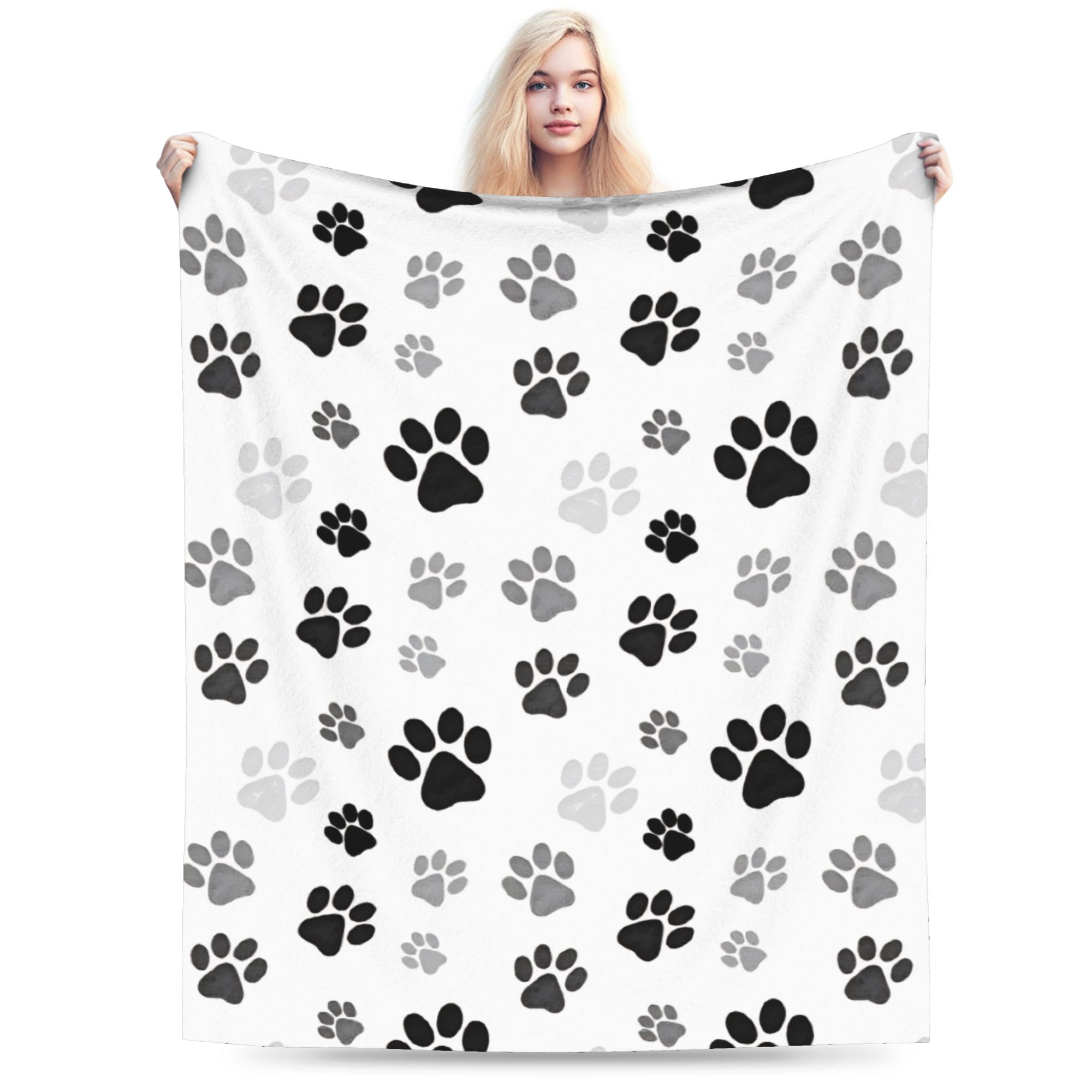 

Dog Paw Print and Bone Blanket Quality Soft Throw Blanket Winter Girls Boys Home Decor Pattern Bedspread 75x90cm