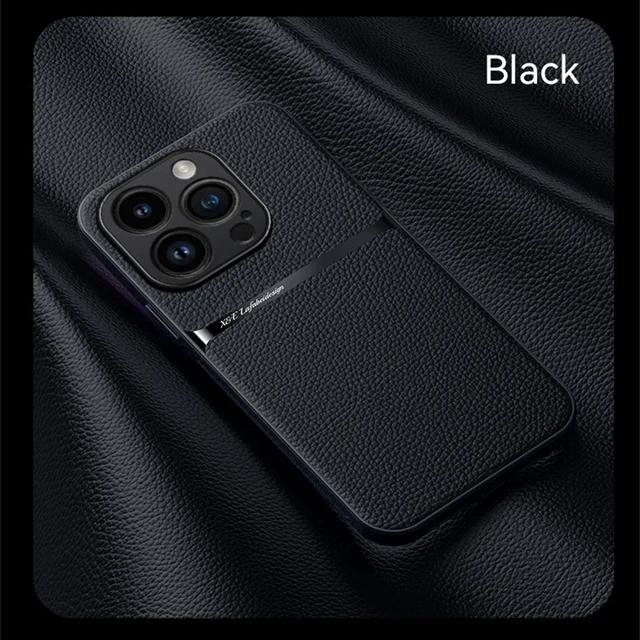 Leather Texture Case For iPhone 16 15 13 14 Pro Max Funda For iPhone 12 11 Pro 15 16 Plus Magnetic Support Phone Cover