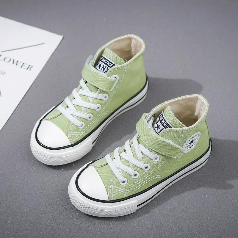 

High-top Non-slip Sneakers, Student Casual Shoes New Children s Shoes, Fashion Canvas Shoes, Flat Shoes, Children s 20in14.5cm зелений