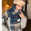 2025 autumn and winter women's imitation cashmere scarf light luxury quality soft warm plaid English shawl thickened scarf