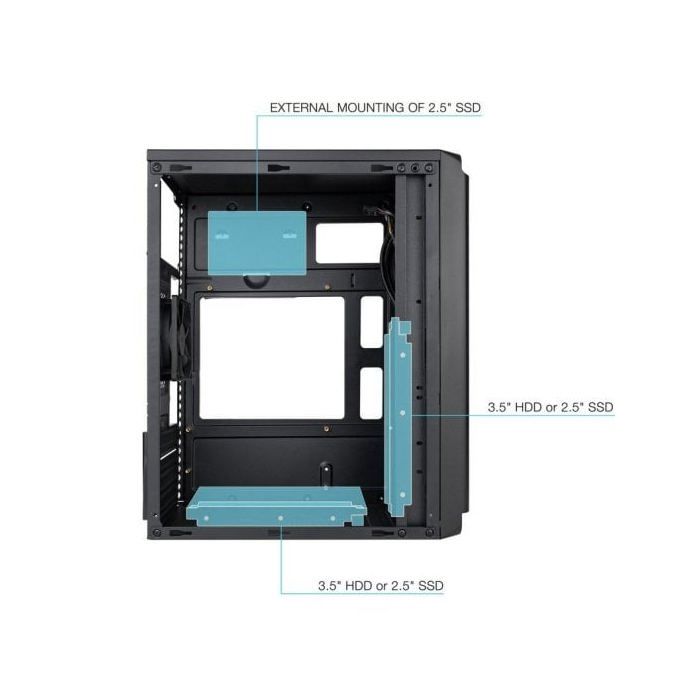 Skříň Mini-Tower - TOOQ - TQC-4702U3C-B - Micro-ATX/Mini-ITX - 1xUSB 3.0 - 2xUSB 2.0 - HD Audio
