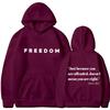 Freedom Letter Hoodies Autumn Winter Fleece Casual Sweatshirt Hooded Top for Women Men Hoodie