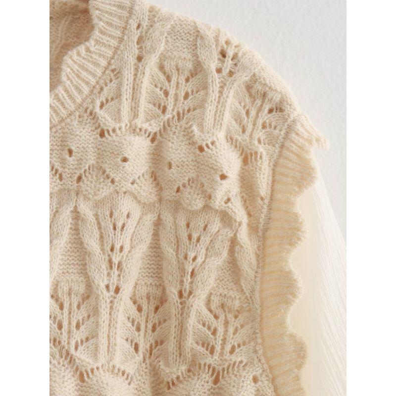 Kaslead Women's Clothing Fashion Style Splicing Pullover Sweater