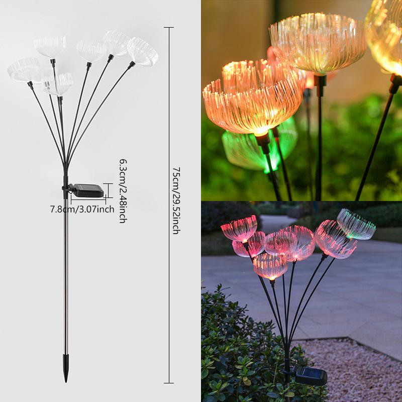 Outdoor Solar Jellyfish LED Lights: Waterproof, Seven-Color Fiber Optic Garden Stakes 7 Jellyfish Lights (Fiber Optic)