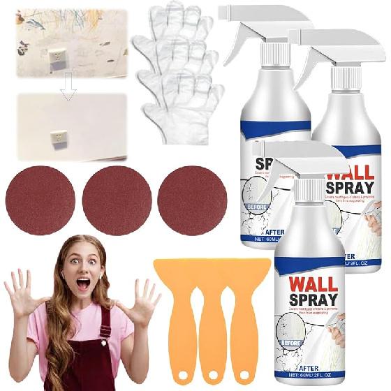 Magic Wall Repair Spray Set, Versatile Wall Repair Paint Wall Spray Paint, Water-Based Paint White Peel, Wall Mending Kit for Seamless Repairs - Dust