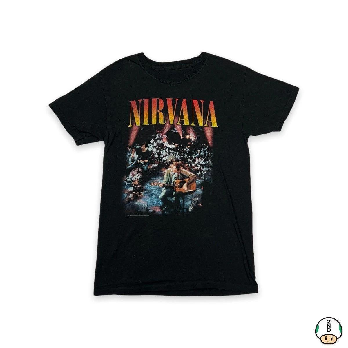 2019 Nirvana T Shirt Mens Small Black MTV Unplugged Kurt Cobain Graphic Band Tee L