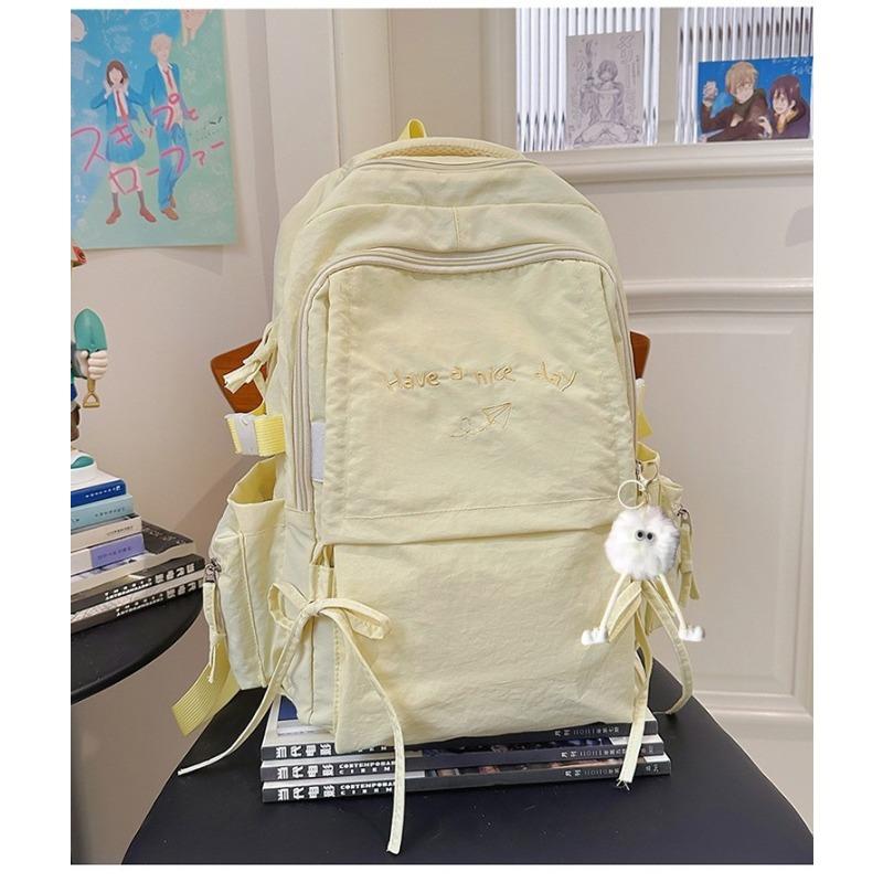 Japanese Style Light Solid Color Backpack Outdoor Travel Large Capacity Backpack Casual Versatile College Student Commuting Schoolbag