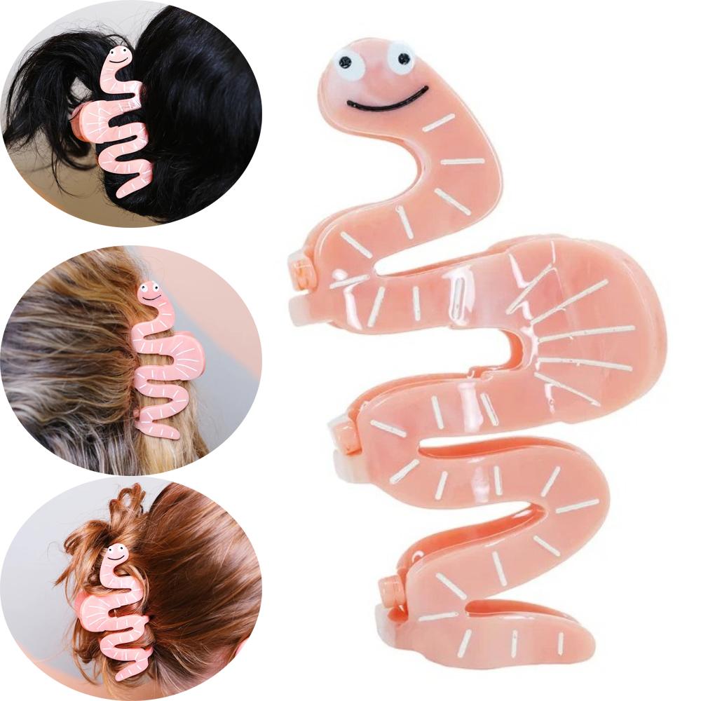 Worm Worm Hair Claw Clip Cute Ponytail Holders Creative Shark Clip Gift