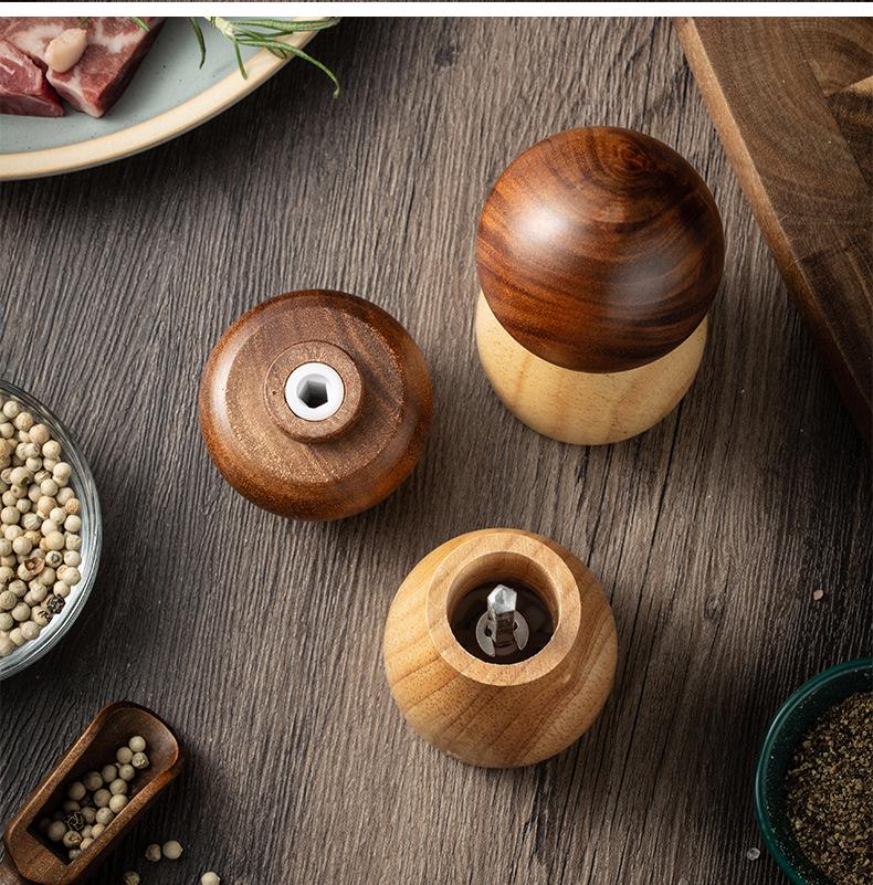 Acacia & Oak Pepper Mill Set: Solid Wood Grinder for Sea Salt & Black Pepper