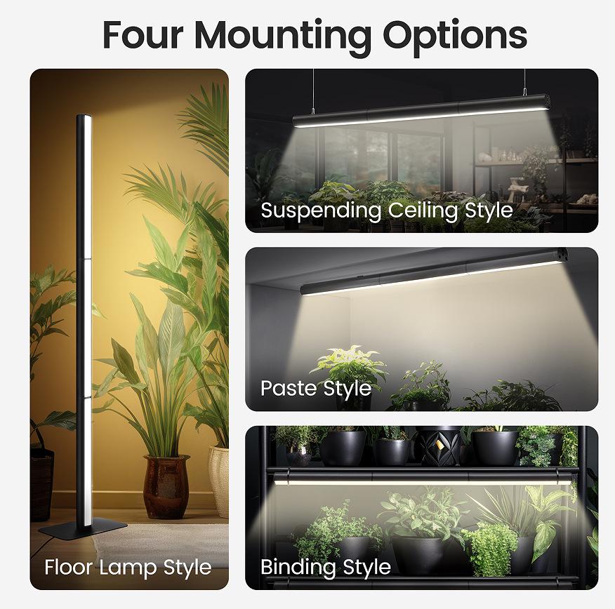 60W Full Aluminum Spliced Floor Plant Grow Light for Succulents and Green Plants