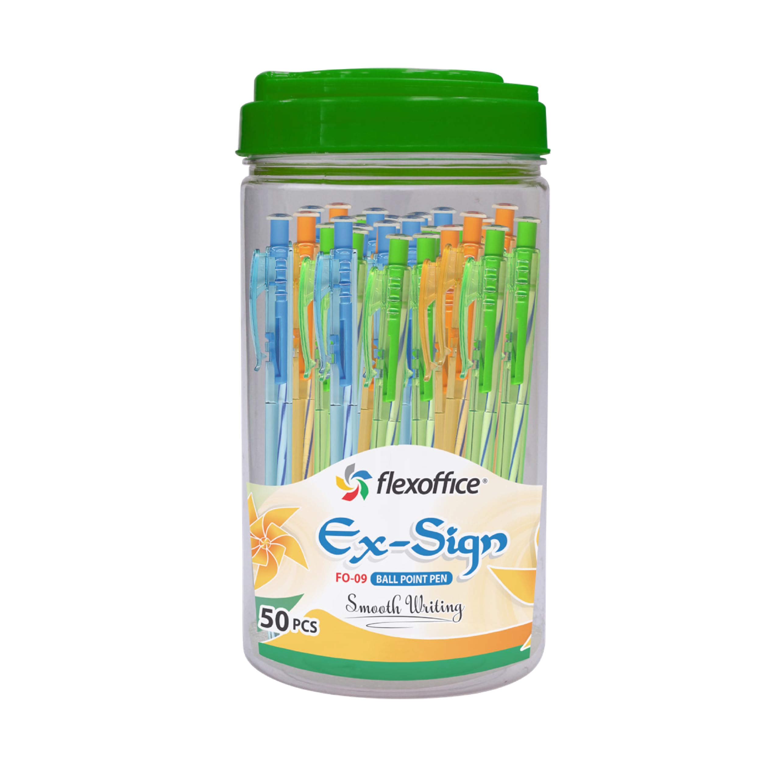 

Flexoffice Ballpoint Set of Black 3 Colors For Business and Office Use Oil-Based Pens, 50, Ink, 0.5mm, (Blue, Green, Orange), Ultra-Smooth,