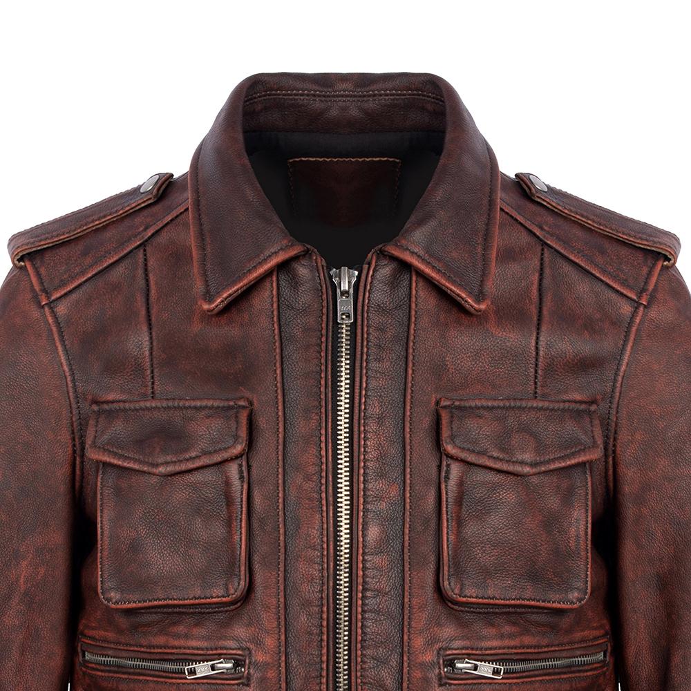 M65 Hunting Vintage Red Brown Genuine Leather Jacket Men Soft Real Cowhide Black Winter Coat Biker Jacket