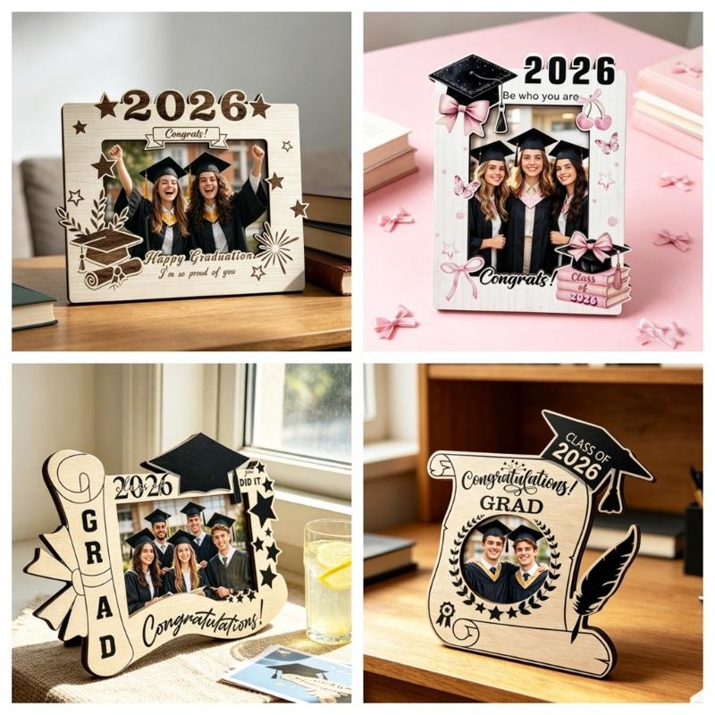 Elegant Wooden Picture Frame Solid Wood Photo Frame Specially Designs for 2026 Graduate to Display Treasure Moment