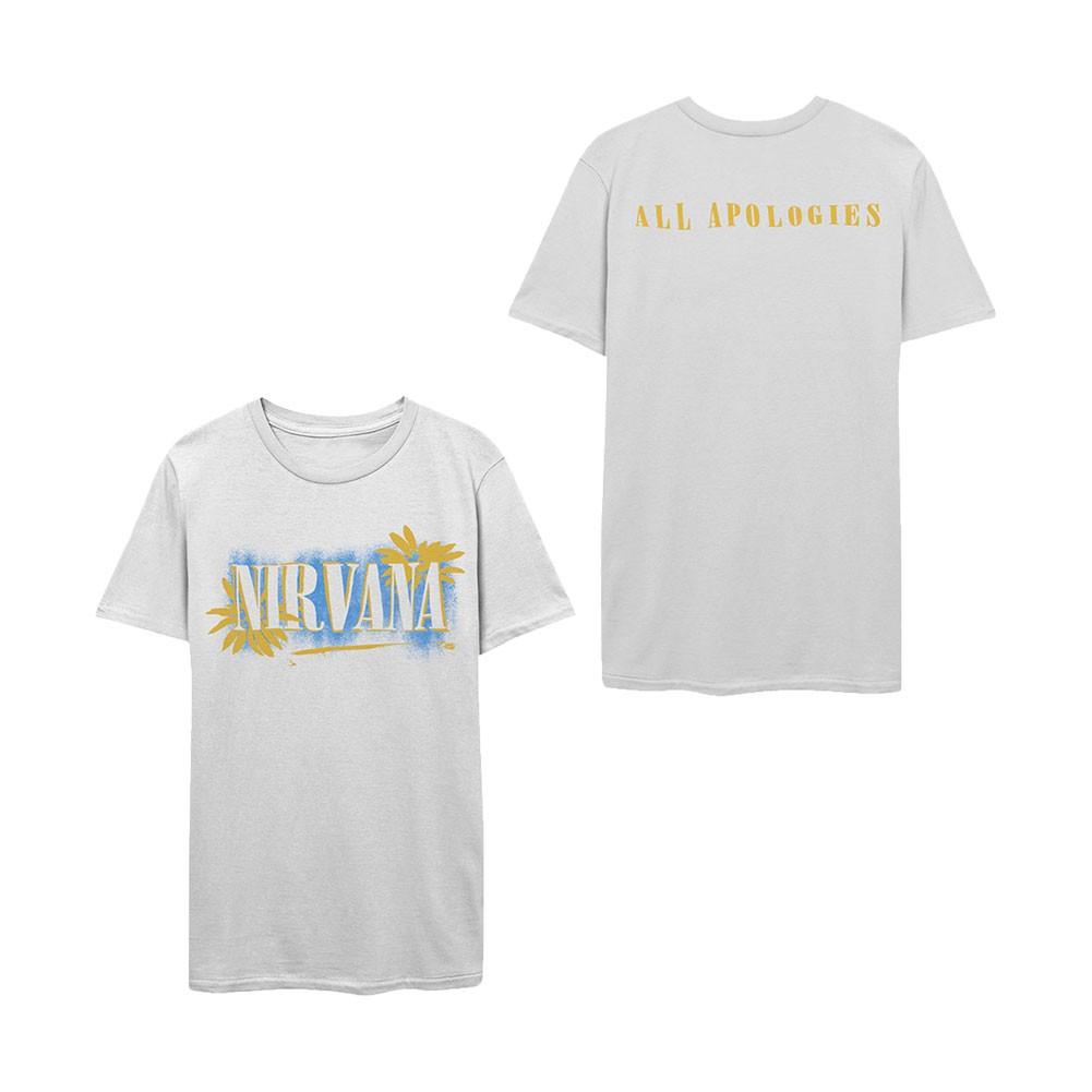Men s Nirvana All Apologies (Back Print) Slim Fit T-shirt Medium White S