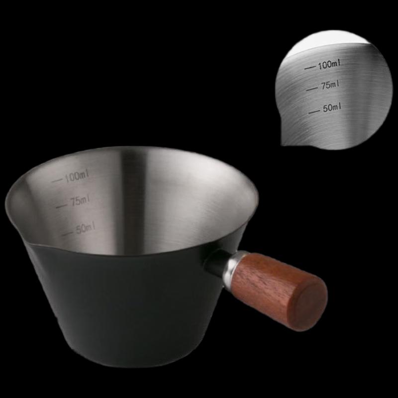 Stainless Steel Espresso Dosing Cup with Wooden Handle