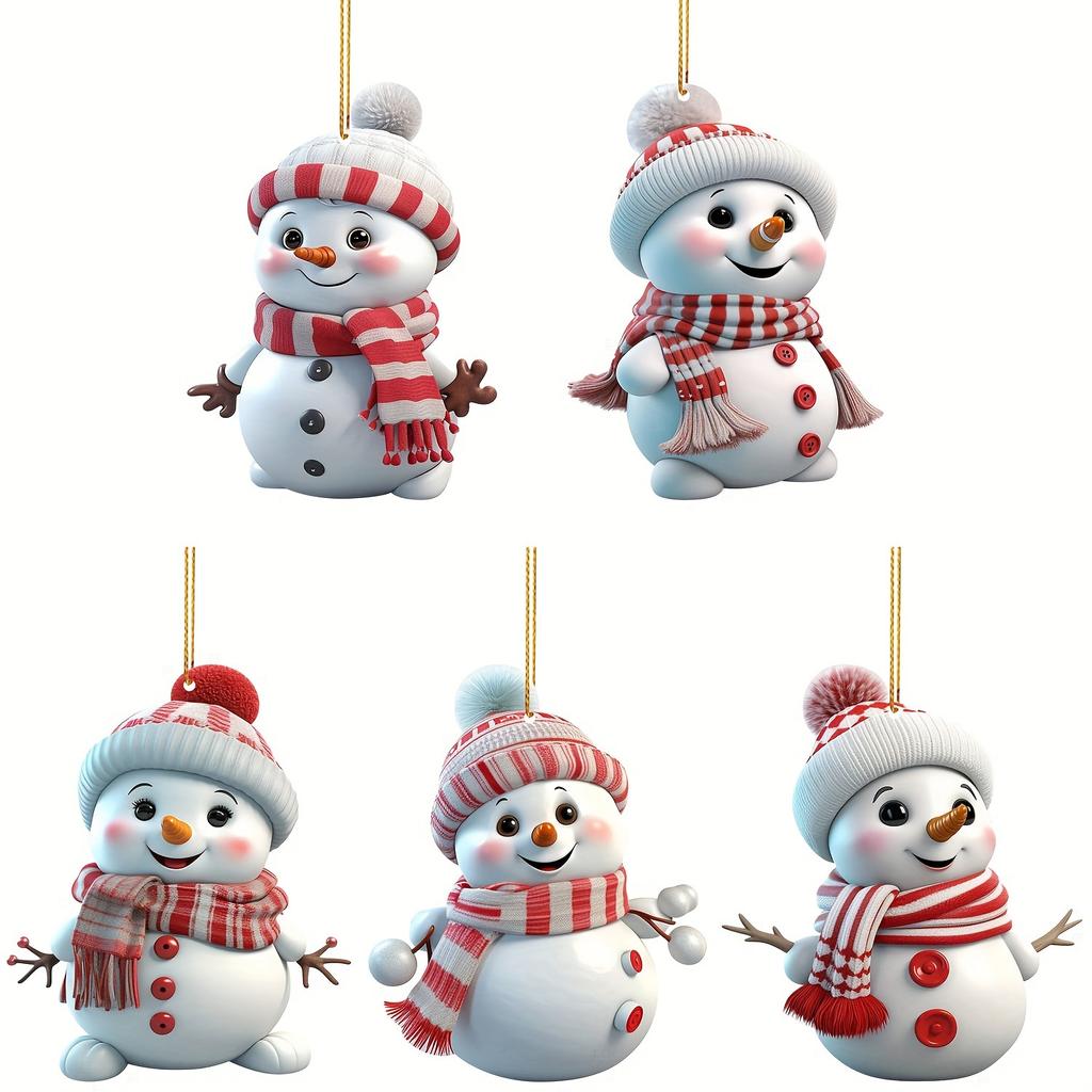 5 pieces, acrylic snowman decorations, seasonal decorations for Christmas, Halloween, and Thanksgiving