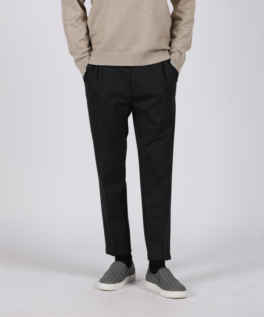 PANICALE Charcoal Classic Tapered Fit Single-Pleat Pants