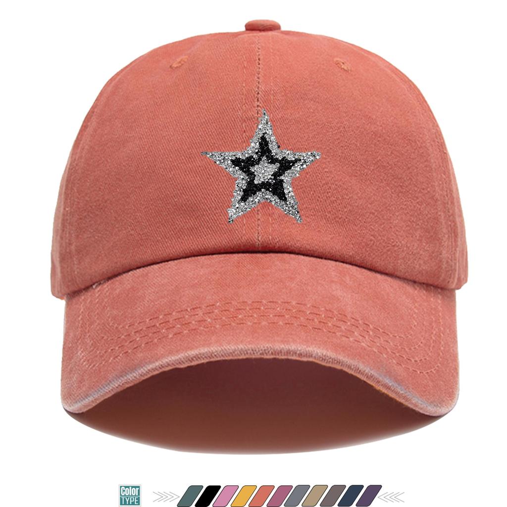 Pc Sparkling Rhinestone Star Trucker Hat Unisex Baseball Cap with Rhinestone FivePointed Star Print Adjustable Buckle Closu