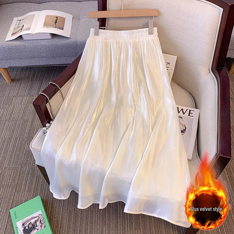 

Plus Size Women s Winter High Waist A-line Skirt with Velvet, 130-350 lbs 3XL for 160-180 jin