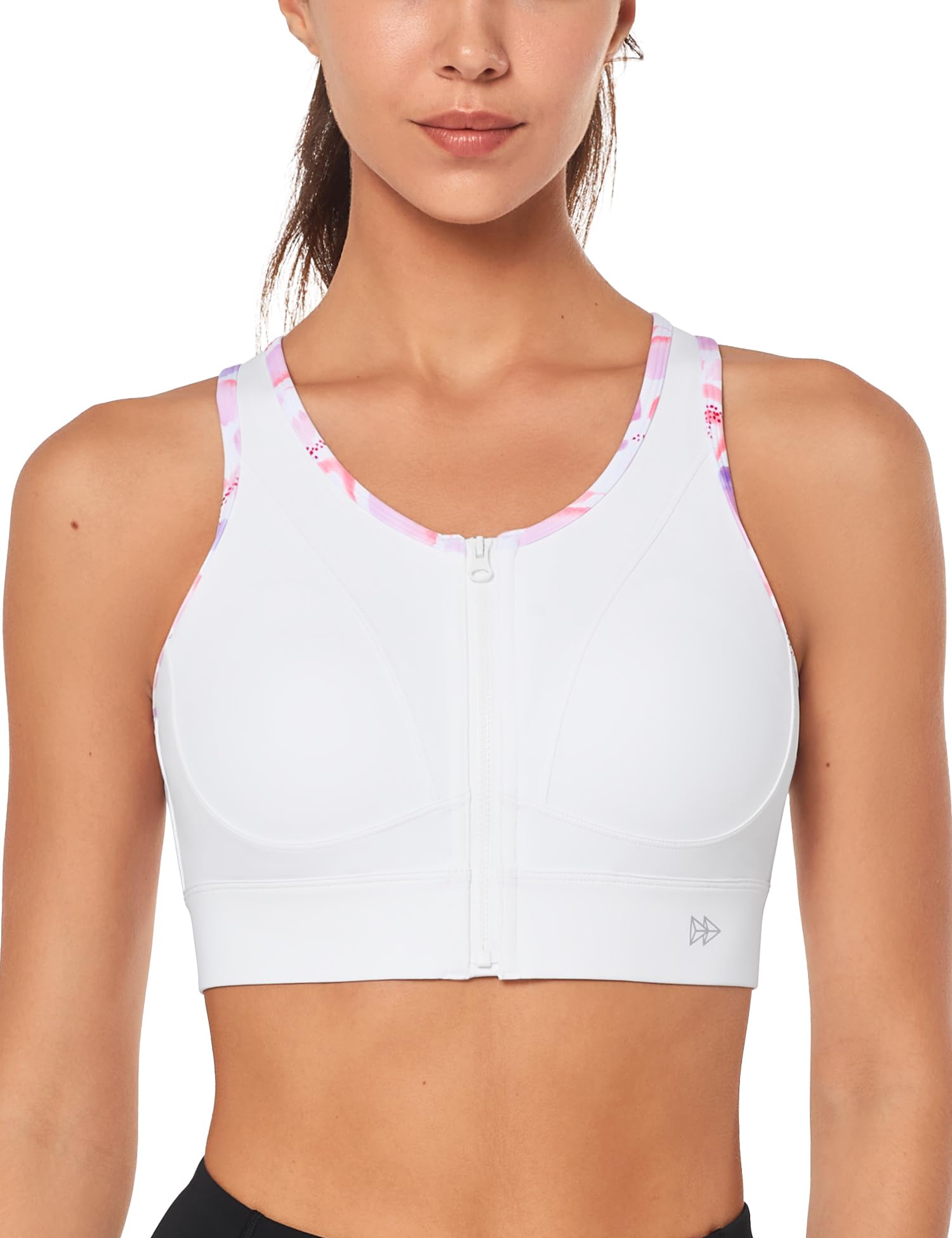 

Yvette Sports Bra with Front Floral High 3D for and the Size 3XL White Women s Non-Slip Opening, Print, Sides, Mesh, Sweat-Wicking, Quick-Drying, Cut,