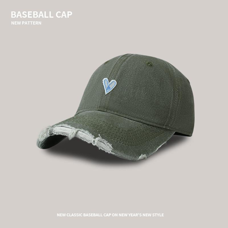 

Soft top baseball cap female cartoon love washed hole shading cap trendy sweet cool wide brim cap Adjustable