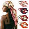 Women's Retro Floral Satin Silk Headband Scarf - 90cm Square, European & American Style