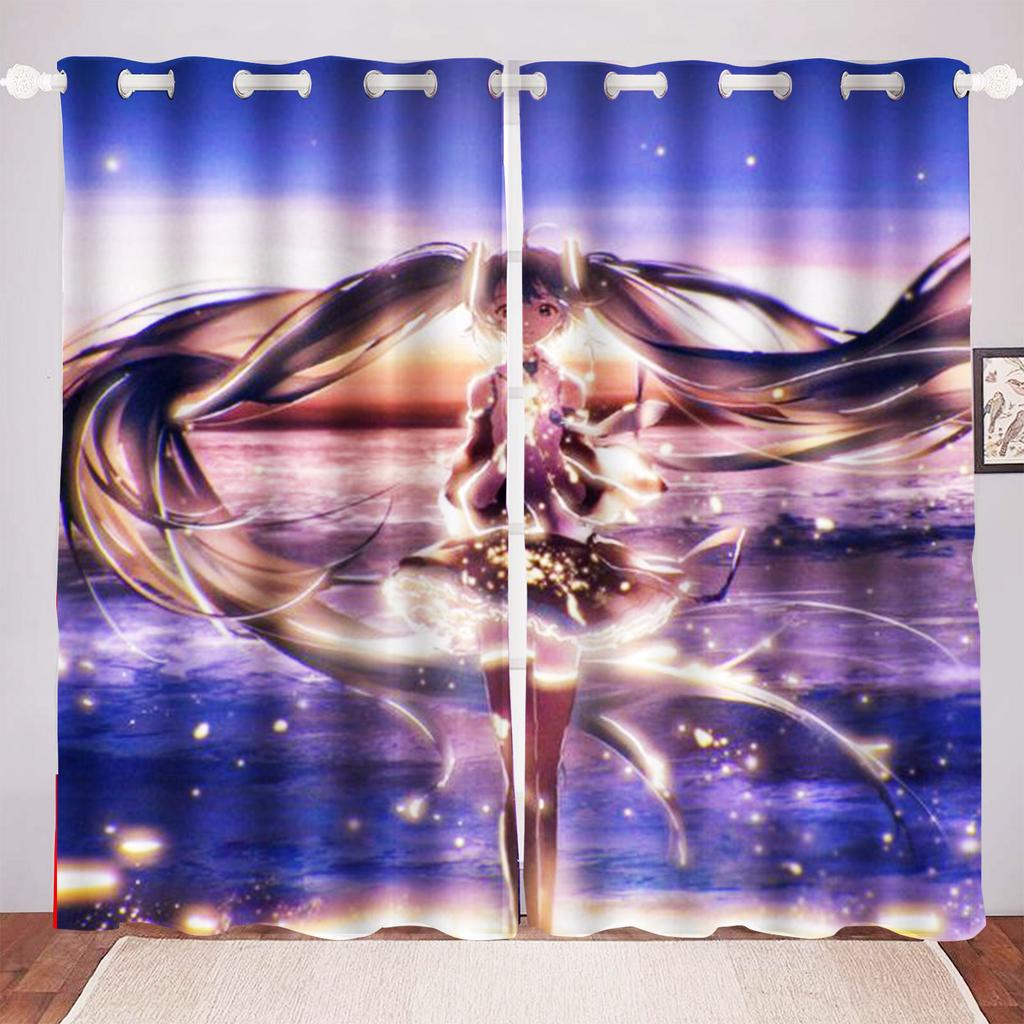 Anime Girl Digital Print Curtain Cartoon Window Animation Bedroom Fashion Style Cute Home Decoration Polyester Curtains Light Blocking Made Of Decor