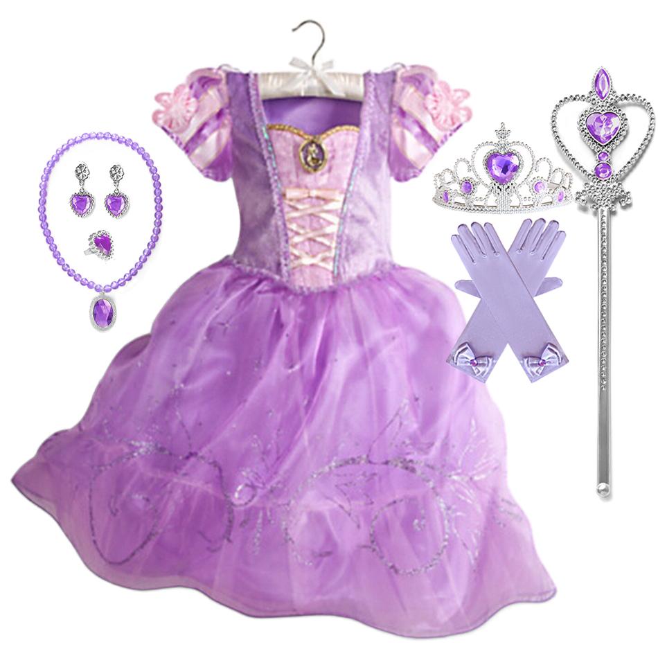 Mädchen Prinzessinnenkostüm Kinder Party Halloween Cosplay Kleider Weihnachten Geburtstag Karneval Verkleidung Rapunzel Verkleidung Kittel