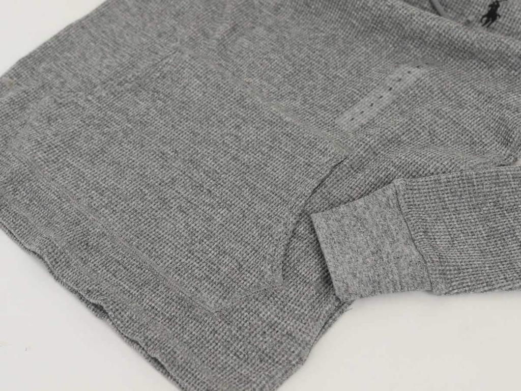 POLO RALPH LAUREN Cotton Waffle Thermal Solid Single Men's Hoodie, Color, Point, 0102676-XL-GREYHTR [Used]